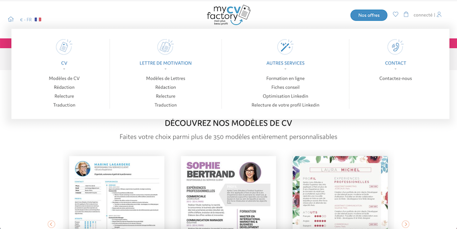 site web mycvfactory