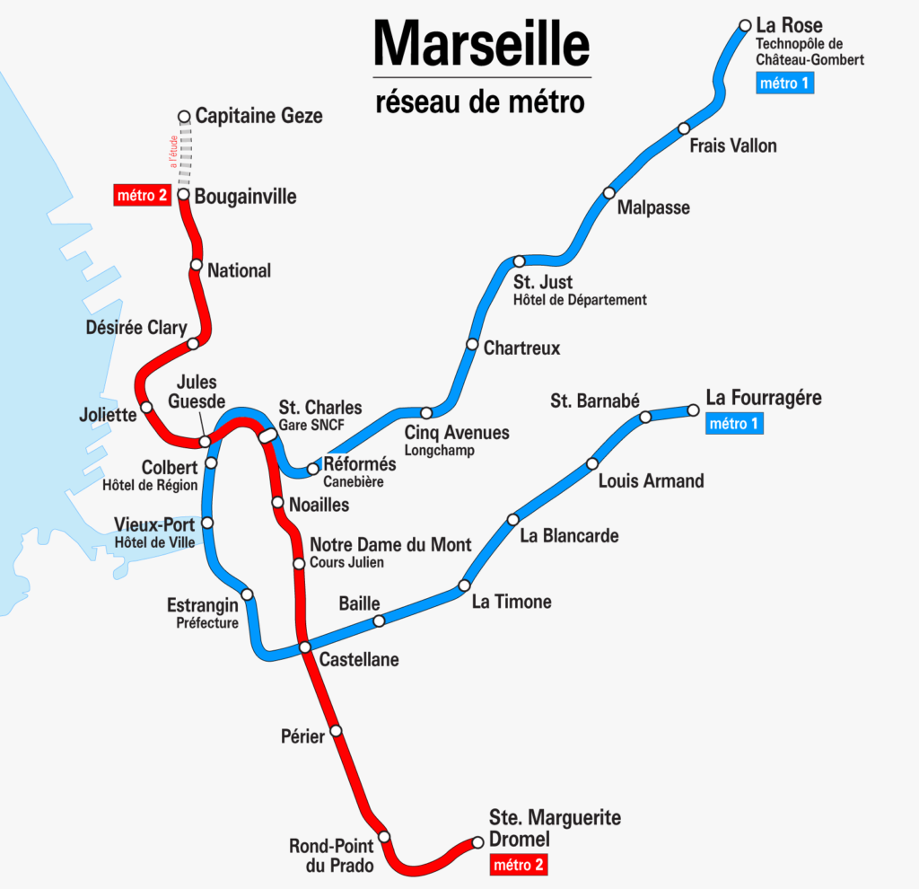 carte du métro de Marseille 