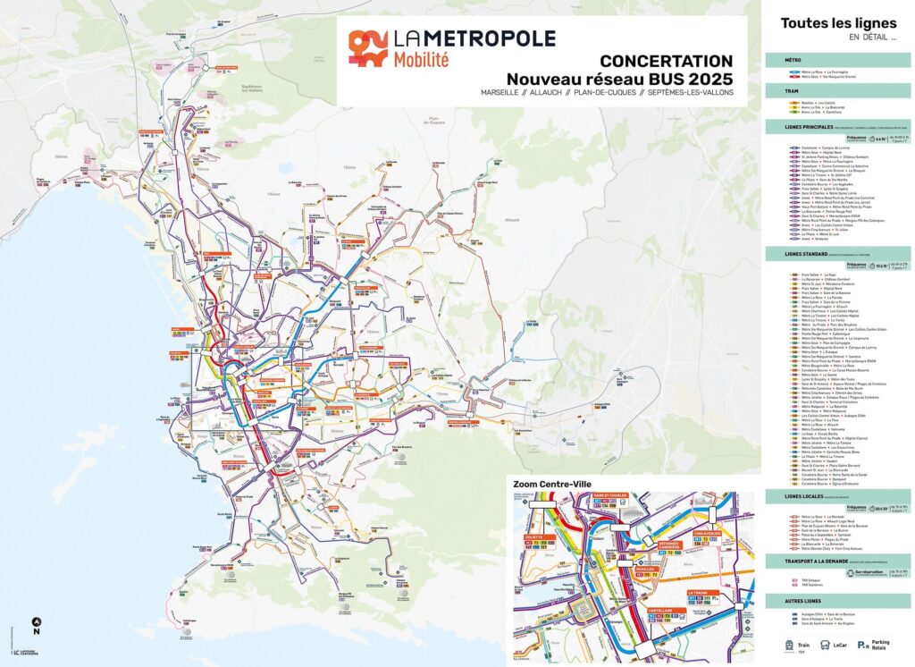 carte du réseau de bus de Marseille 
